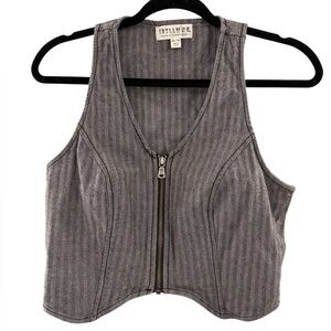 Idyllwind Grey Denim Zipper Pinstriped Vest- Size XSmall